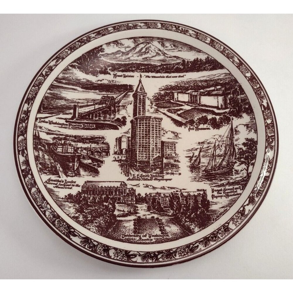 VTG Vernon Kiln Seattle Washington Display Plate 1941 Collector Souvenir Decor